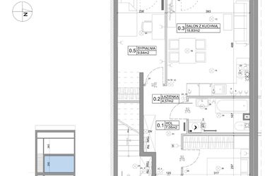 Rzut - Mieszkanie na sprzedaż 3 pokoje o powierzchni 51,15 m² - numer 55 w Boska Ksawerowska IV