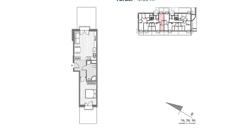 Rzut - Mieszkanie na sprzedaż 2 pokoje o powierzchni 45,15 m² - numer 20 w Glogera bud. H