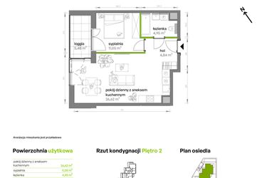 Rzut - Mieszkanie na sprzedaż 2 pokoje o powierzchni 47,46 m² - numer AA0205 w Ptasia Vita