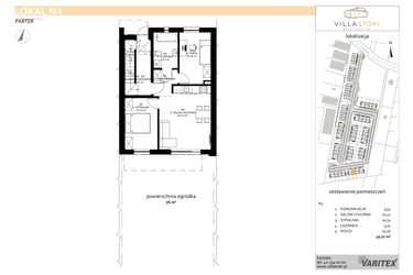 Rzut - Mieszkanie na sprzedaż 3 pokoje o powierzchni 50,07 m² - numer N3 w Villa Stoki (mieszkania)