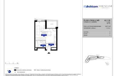 Rzut - Mieszkanie na sprzedaż 1 pokój o powierzchni 30,71 m² - numer A2.118 w Apartamenty Esencja II