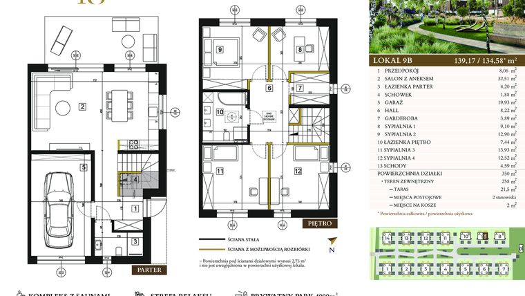 Rzut - Dom na sprzedaż 4 pokoje o powierzchni 139,17 m² - numer 9B w Lawinowa 18 - Etap III