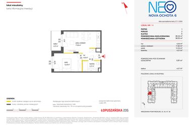 Rzut - Mieszkanie na sprzedaż 2 pokoje o powierzchni 39,34 m² - numer 14 w Neo Nova Ochota 6