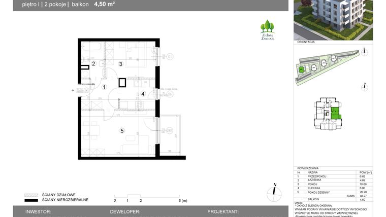 Rzut - Mieszkanie na sprzedaż 2 pokoje o powierzchni 48,27 m² - numer 13G.10 w Zielone Zamienie X