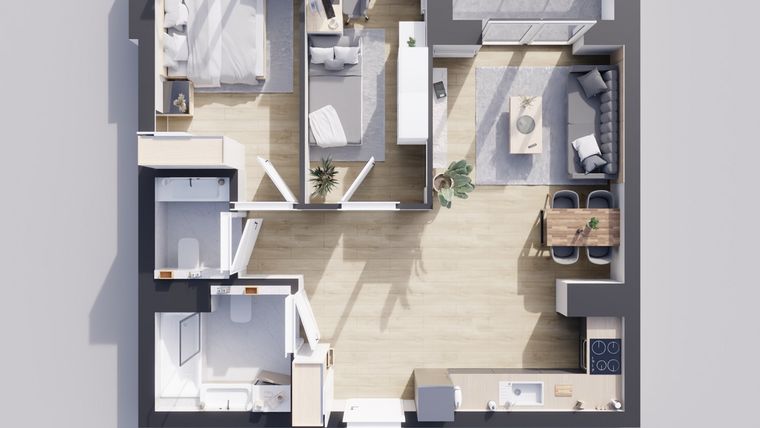 Rzut - Mieszkanie na sprzedaż 3 pokoje o powierzchni 59,96 m² - numer 23/4 w Odrzańskie Bulvary