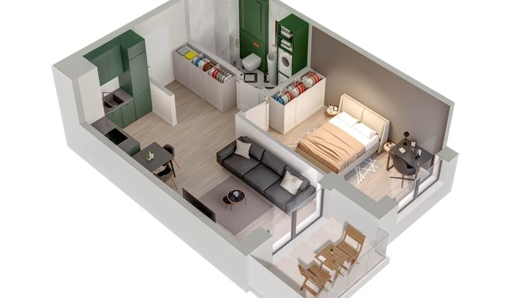 Rzut - Mieszkanie na sprzedaż 2 pokoje o powierzchni 39,19 m² - numer C.3.A w Quercus bud. C