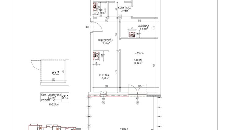 Rzut - Mieszkanie na sprzedaż 3 pokoje o powierzchni 63,52 m² - numer M-92 w Nałęczowska