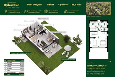 Rzut - Dom na sprzedaż 4 pokoje o powierzchni 88,85 m² - numer Bazylea w Szwajcaria Dylewska