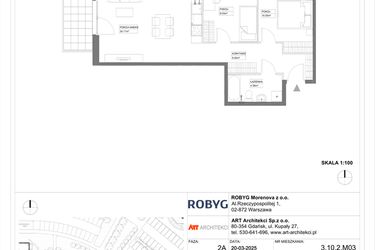 Rzut - Mieszkanie na sprzedaż 1 pokój o powierzchni 33,87 m² - numer 3.10.2M03 w Szumilas etap III