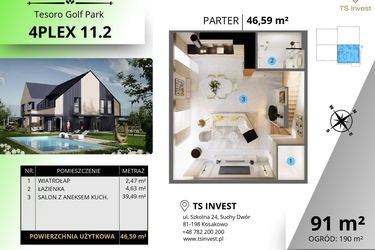 Rzut - Dom na sprzedaż 4 pokoje o powierzchni 91,19 m² - numer 4plex 11.2 w Tesoro Golf Park