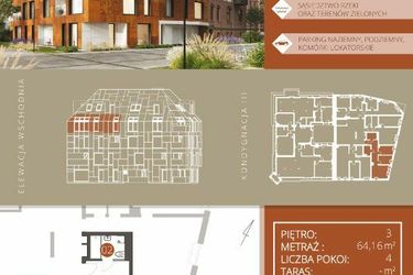 Rzut - Mieszkanie na sprzedaż 3 pokoje o powierzchni 64,16 m² - numer B.3.3 w Browar Jedności