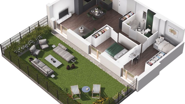 Rzut - Mieszkanie na sprzedaż 3 pokoje o powierzchni 58,64 m² - numer A3.100.M01 w Mieszkaj w mieście - Ogrody Glogera