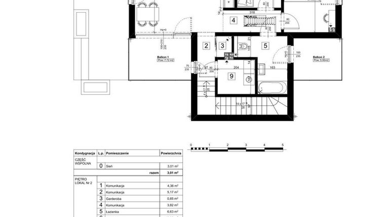 Rzut - Mieszkanie na sprzedaż 3 pokoje o powierzchni 73,01 m² - numer C.1 w Osiedle Paprociowa