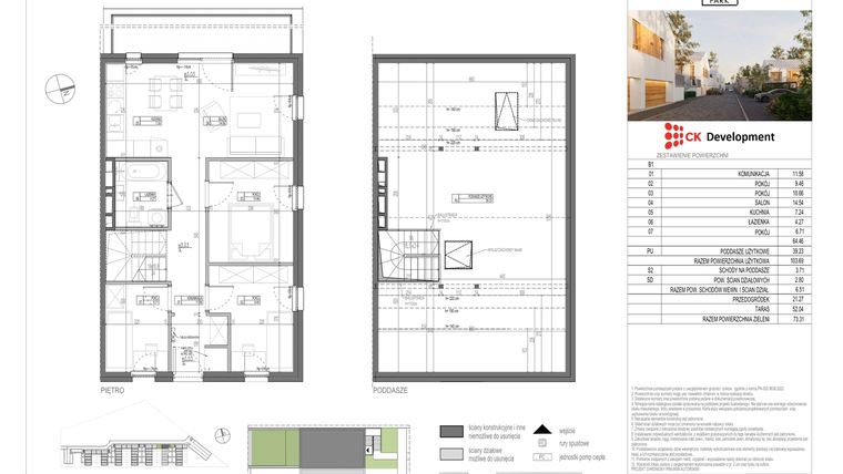 Rzut - Mieszkanie na sprzedaż 4 pokoje o powierzchni 103,69 m² - numer B.1 w Nova Wola Park