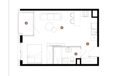 Rzut - Mieszkanie na sprzedaż 1 pokój o powierzchni 36,16 m² - numer C2.01.21 w Apartamenty Reytana