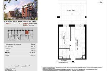 Rzut - Mieszkanie na sprzedaż 2 pokoje o powierzchni 34,38 m² - numer 8 w M|City