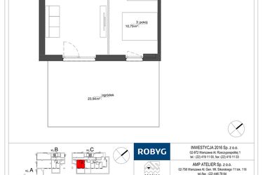 Rzut - Mieszkanie na sprzedaż 2 pokoje o powierzchni 39,9 m² - numer RM/2A/C/0/3 w Rytm Mokotowa - etap 2A