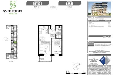 Rzut - Mieszkanie na sprzedaż 2 pokoje o powierzchni 41,72 m² - numer B.65 w Symfonia Ptasia 28