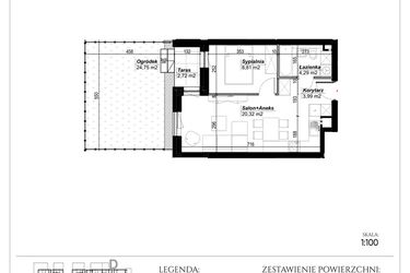 Rzut - Mieszkanie na sprzedaż 2 pokoje o powierzchni 37,41 m² - numer C.21 w Narcyzowe Wzgórza II