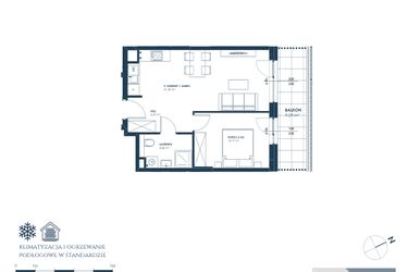 Rzut - Mieszkanie na sprzedaż 2 pokoje o powierzchni 41,08 m² - numer 14.A2 w Nadmorska Darłowo