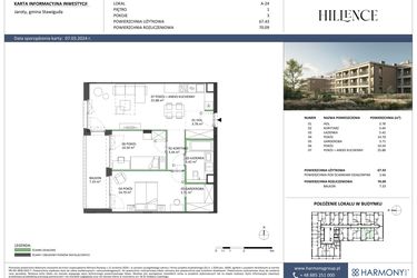 Rzut - Mieszkanie na sprzedaż 3 pokoje o powierzchni 70,09 m² - numer A-24 w Hillence