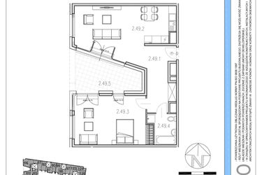 Rzut - Mieszkanie na sprzedaż 2 pokoje o powierzchni 68,59 m² - numer M49 w Osiedle Piltza etap X