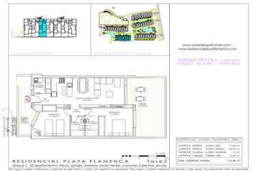 Rzut - Mieszkanie na sprzedaż 2 pokoje o powierzchni 77 m² - numer B.3 w Flamenca Sun - Playa Flamenca