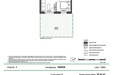Rzut - Mieszkanie na sprzedaż 2 pokoje o powierzchni 32,35 m² - numer E.0.1 w Nowy Świat Ostoja etap II - EFG