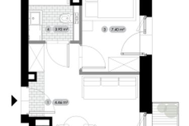 Rzut - Mieszkanie na sprzedaż 2 pokoje o powierzchni 28,27 m² - numer 2.M13 w Stalowa 76