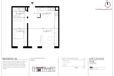 Rzut - Mieszkanie na sprzedaż 2 pokoje o powierzchni 57,46 m² - numer 16 w Pękowicka 96