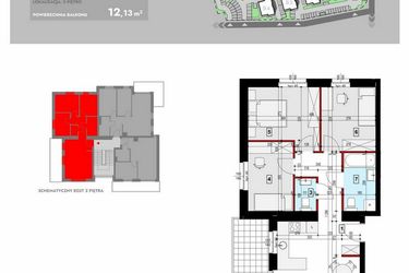 Rzut - Mieszkanie na sprzedaż 4 pokoje o powierzchni 65,68 m² - numer ZA1_4 w Osiedle Malarska etap IV