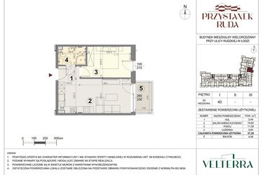 Rzut - Mieszkanie na sprzedaż 2 pokoje o powierzchni 37,2 m² - numer 40 w Przystanek Ruda