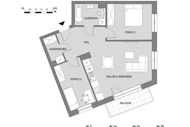 Rzut - Mieszkanie na sprzedaż 3 pokoje o powierzchni 62,6 m² - numer B2.3 w Osiedle Aleksandria II - budynek B