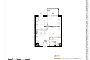 Rzut - Mieszkanie na sprzedaż 2 pokoje o powierzchni 39,33 m² - numer B.3.95 w Daszyńskiego Square etap 1