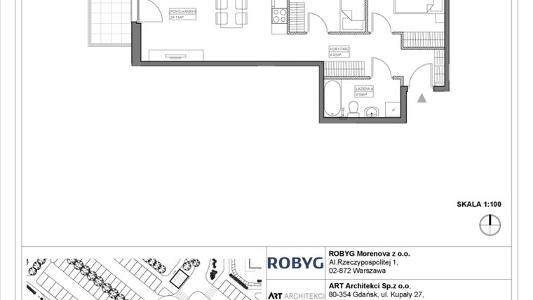 Rzut - Mieszkanie na sprzedaż 3 pokoje o powierzchni 56,19 m² - numer 3.11.3M03 w Szumilas bud. 3.11 - 3.15