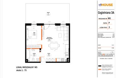 Rzut - Mieszkanie na sprzedaż 2 pokoje o powierzchni 54,1 m² - numer 5 w Osiedle StaLove etap II