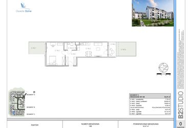 Rzut - Mieszkanie na sprzedaż 2 pokoje o powierzchni 52,47 m² - numer 146 w Osiedle Solne etap II