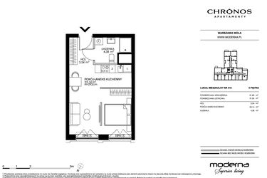 Rzut - Mieszkanie na sprzedaż 2 pokoje o powierzchni 31,06 m² - numer 510 w Chronos