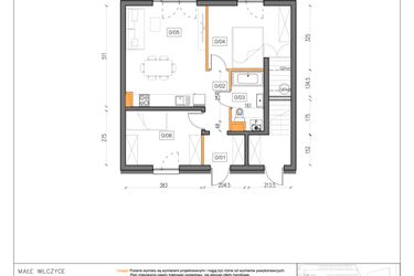 Rzut - Mieszkanie na sprzedaż 3 pokoje o powierzchni 55,6 m² - numer 8 w Małe Wilczyce etap 9