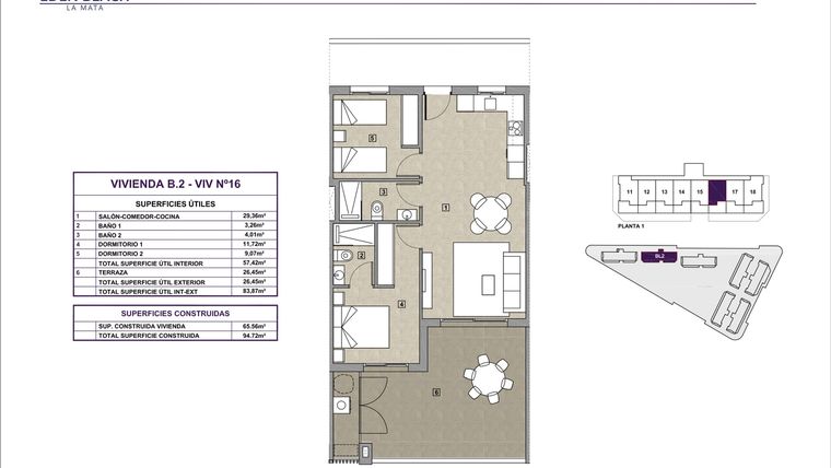 Rzut - Mieszkanie na sprzedaż 2 pokoje o powierzchni 65,56 m² - numer 16 w Eden Beach 2
