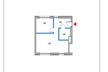 Rzut - Mieszkanie na sprzedaż 2 pokoje o powierzchni 41,83 m² - numer 7 w Garbary 68