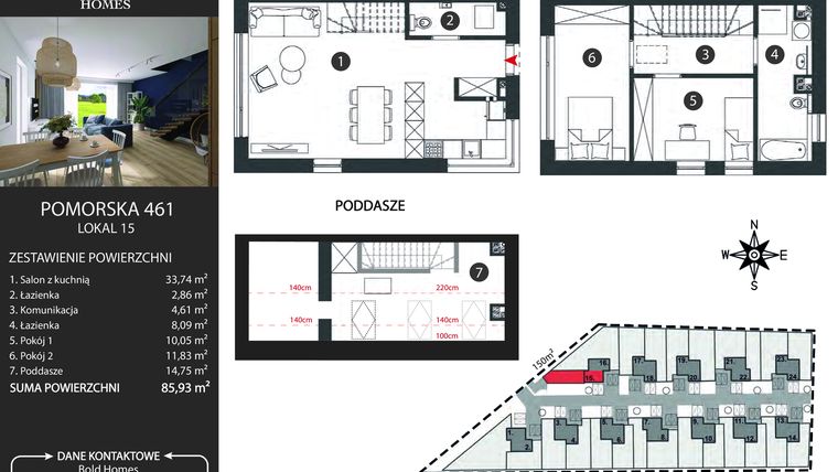Rzut - Dom na sprzedaż 6 pokoi o powierzchni 83,05 m² - numer 15 w Osiedle Pomorska 461