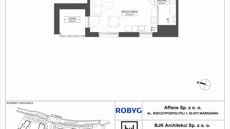Rzut - Mieszkanie na sprzedaż 1 pokój o powierzchni 29,88 m² - numer A.10M08 w WENDY