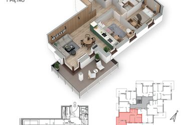 Rzut - Mieszkanie na sprzedaż 3 pokoje o powierzchni 63,01 m² - numer 7 w Villa Park - Etap III