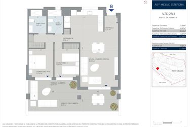 Rzut - Mieszkanie na sprzedaż 2 pokoje o powierzchni 103 m² - numer 4.1.B w Aby Middle