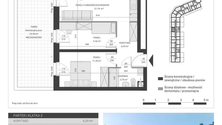Rzut - Mieszkanie na sprzedaż 3 pokoje o powierzchni 52,67 m² - numer 51 w Ignatki Forest etap II