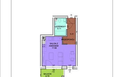 Rzut - Mieszkanie na sprzedaż 1 pokój o powierzchni 27,11 m² - numer A23 w Osiedle Zuchów