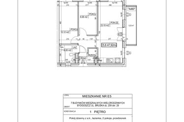 Rzut - Mieszkanie na sprzedaż 3 pokoje o powierzchni 47,92 m² - numer E5 w Bruska