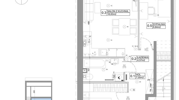 Rzut - Mieszkanie na sprzedaż 3 pokoje o powierzchni 51,15 m² - numer 67 w Boska Ksawerowska V
