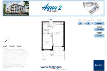 Rzut - Mieszkanie na sprzedaż 2 pokoje o powierzchni 38,44 m² - numer F.128 w Bel Mare (Międzyzdroje)